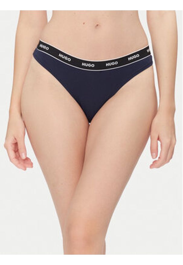 Hugo - HUGO Komplet 3 par stringów Triplet Thong Stripe 50545680 Kolorowy. Materiał: bawełna. Wzór: kolorowy