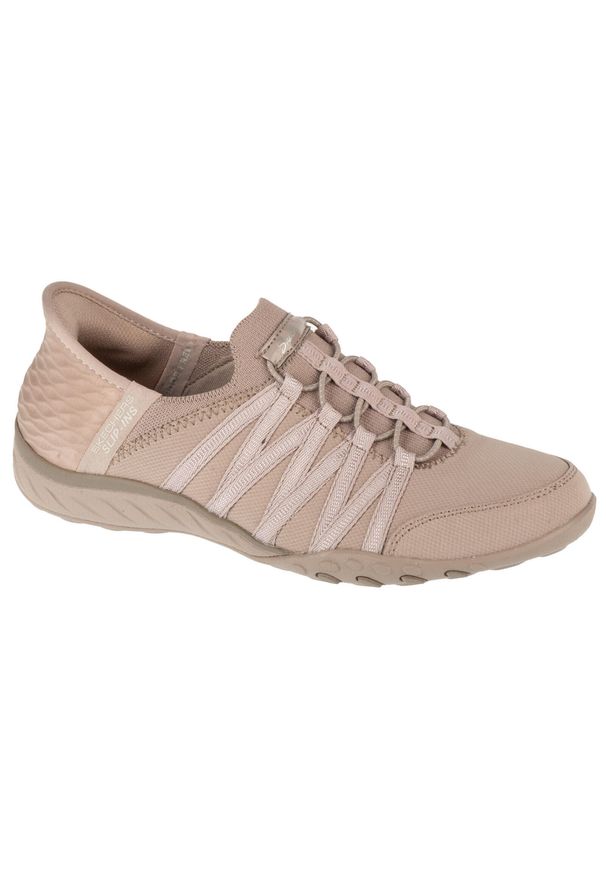 skechers - Buty sportowe Sneakersy damskie, Slip-ins: Breathe Easy - Roll With Me. Kolor: beżowy. Sport: turystyka piesza
