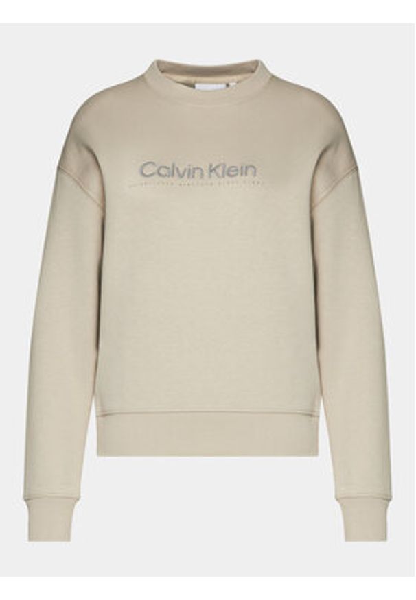 Calvin Klein Bluza Satin Emroidery K20K206757 Szary Regular Fit. Kolor: szary. Materiał: syntetyk, bawełna
