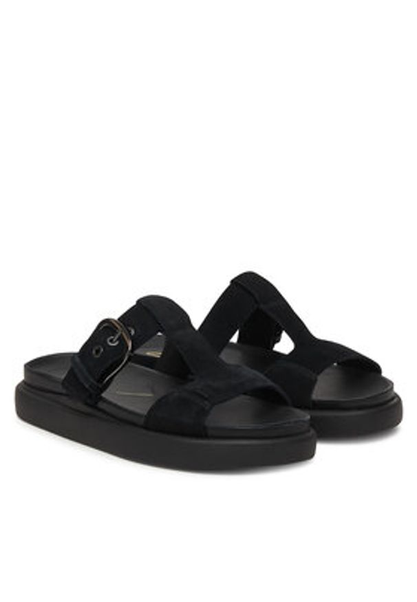 Clarks Klapki Aristella West 26185813 Czarny. Kolor: czarny. Materiał: skóra, zamsz