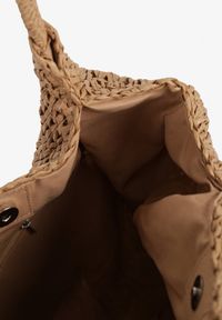 Renee - Ciemnobeżowa Plażowa Torebka Shopper z Plecionki Meriela. Kolor: beżowy. Sezon: lato. Styl: elegancki, casual