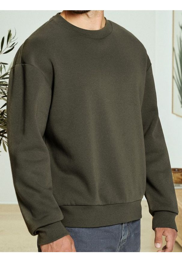 Sinsay - Bluza basic comfort fit - khaki. Kolor: brązowy