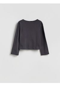 Reserved - Bawełniany longsleeve - ciemnoszary. Kolor: szary. Materiał: bawełna. Długość rękawa: długi rękaw #1