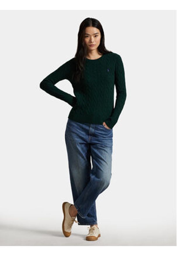 Polo Ralph Lauren Sweter 211971865009 Zielony Slim Fit. Typ kołnierza: polo. Kolor: zielony. Materiał: wełna