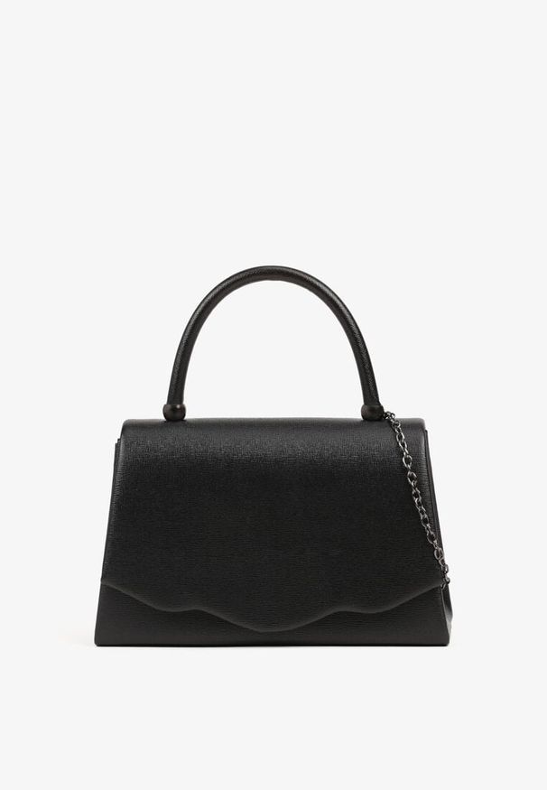 Renee - Czarna Torebka Kuferek z Rączką i Odpinanym Łańcuszkiem Fesavia. Kolor: czarny. Styl: elegancki. Rodzaj torebki: na ramię