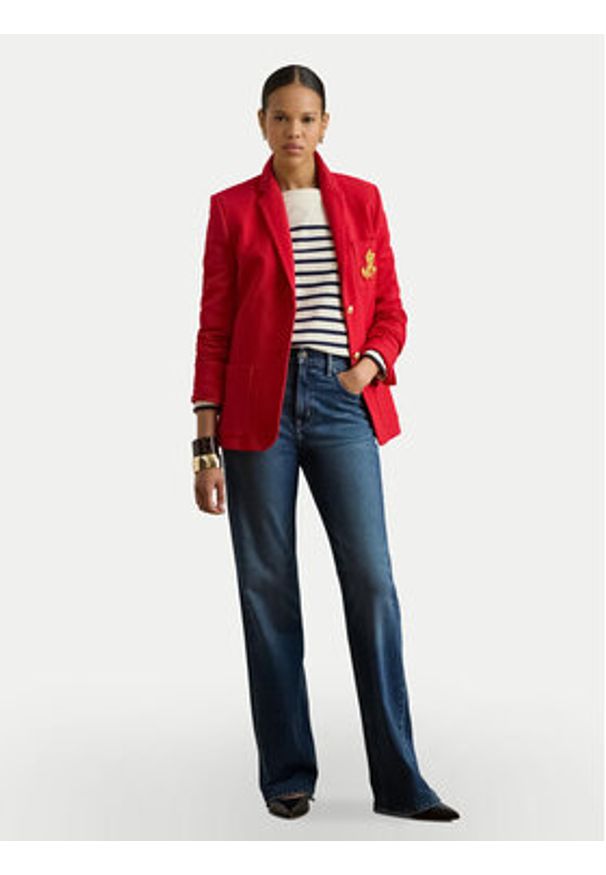 Lauren Ralph Lauren - LAUREN RALPH LAUREN Marynarka 200797305030 Czerwony Slim Fit. Kolor: czerwony. Materiał: bawełna