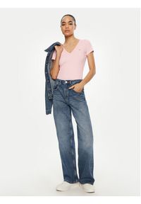 Tommy Jeans T-Shirt Essential DW0DW17385 Różowy Slim Fit. Kolor: różowy. Materiał: bawełna