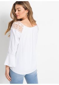 Bluzka shirtowa bonprix biały. Kolor: biały. Materiał: koronka. Sezon: lato #2