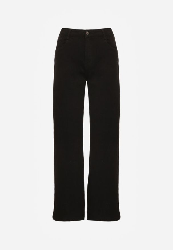Renee - Czarne Bawełniane Jeansy High Waist z Szerokimi Nogawkami Leetie. Stan: podwyższony. Kolor: czarny