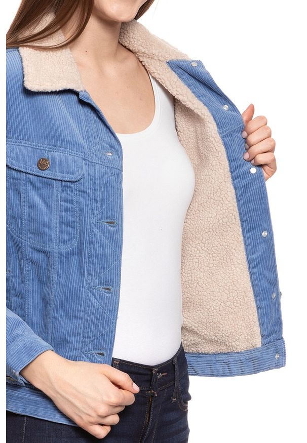 Lee - DAMSKA KURTKA SZTRUKSOWA LEE CORDUROY SHERPA RIDER JACKET FROST BLUE L54VDC98 112112972. Materiał: sztruks. Wzór: jednolity