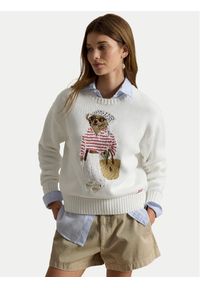 Polo Ralph Lauren Sweter 211A12723001 Biały Relaxed Fit. Typ kołnierza: polo. Kolor: biały. Materiał: bawełna #1