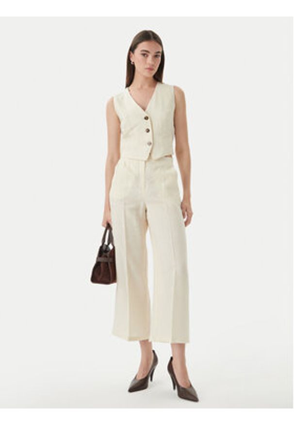 Marella Kamizelka garniturowa Veranda 2615151032 Écru Regular Fit. Kolor: kremowy. Materiał: len