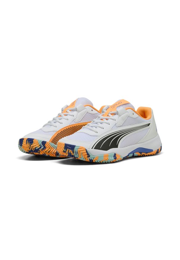 Puma - Buty do padla NOVA Court PUMA White Black Vivid Blue Heat Fire. Kolor: biały, czarny, niebieski, wielokolorowy