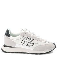 Białe Sneakersy Karl Lagerfeld Stylowe Obuwie Męskie Premium. Okazja: na spacer. Kolor: biały. Materiał: materiał, skóra, guma. Szerokość cholewki: normalna. Sport: turystyka piesza