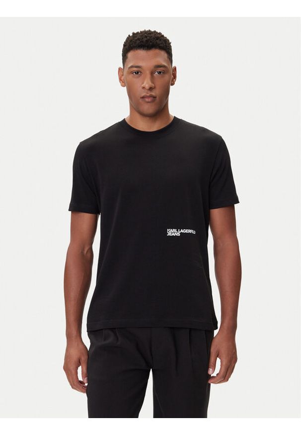 Karl Lagerfeld Jeans T-Shirt A4M17027 Czarny Regular Fit. Kolor: czarny. Materiał: bawełna