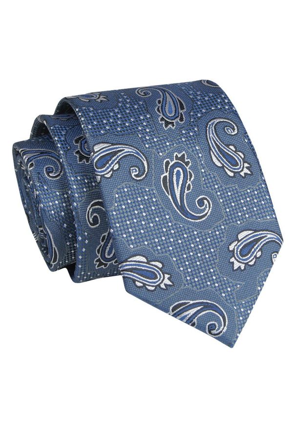 Alties - Krawat - ALTIES - Niebieski, Duże Wzory Paisley. Kolor: niebieski. Materiał: tkanina. Wzór: paisley. Styl: elegancki, wizytowy