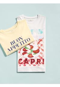 Reserved - T-shirt z nadrukiem - jasnożółty. Kolor: żółty. Materiał: bawełna. Wzór: nadruk