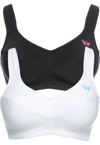 bonprix - Biustonosz bez fiszbinów z bawełną organiczną (2 szt.). Kolor: biały. Materiał: bawełna. Wzór: nadruk, aplikacja #1