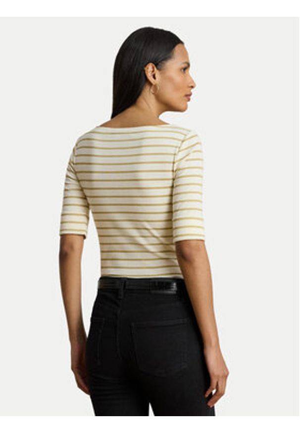 Lauren Ralph Lauren - LAUREN RALPH LAUREN Bluzka 200980044001 Beżowy Slim Fit. Kolor: beżowy. Materiał: bawełna
