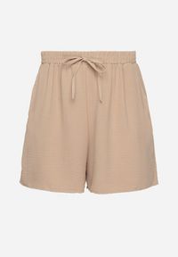 Born2be - Beżowe Szorty z Wysokim Stanem i Gumką w Pasie Mevaraia. Stan: podwyższony. Kolekcja: plus size. Kolor: beżowy. Sezon: lato. Styl: klasyczny, elegancki #3