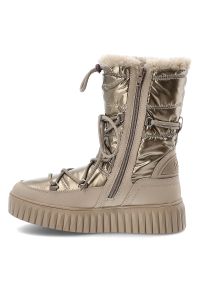 Śniegowce damskie Marco Tozzi, ocieplane futerkiem na grubej platformie z tworzywa, beżowe, 2-26413-45-344. Okazja: na spacer. Zapięcie: sznurówki. Kolor: beżowy. Szerokość cholewki: normalna. Wysokość cholewki: przed kolano. Materiał: futro. Sezon: zima. Obcas: na platformie. Styl: elegancki #3