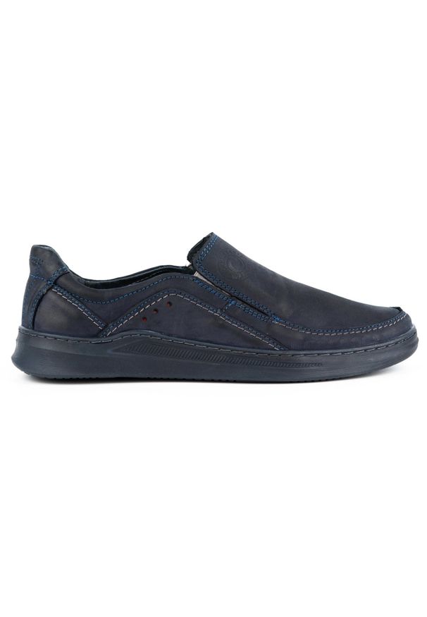 Olivier Buty męskie wsuwane skórzane SLIP-ON 216GT granatowe niebieskie. Zapięcie: bez zapięcia. Kolor: niebieski. Materiał: skóra. Styl: elegancki