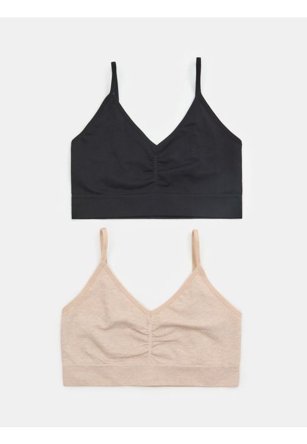 Sinsay - Bezszwowe biustonosze typu top 2 pack - kremowy. Kolor: kremowy