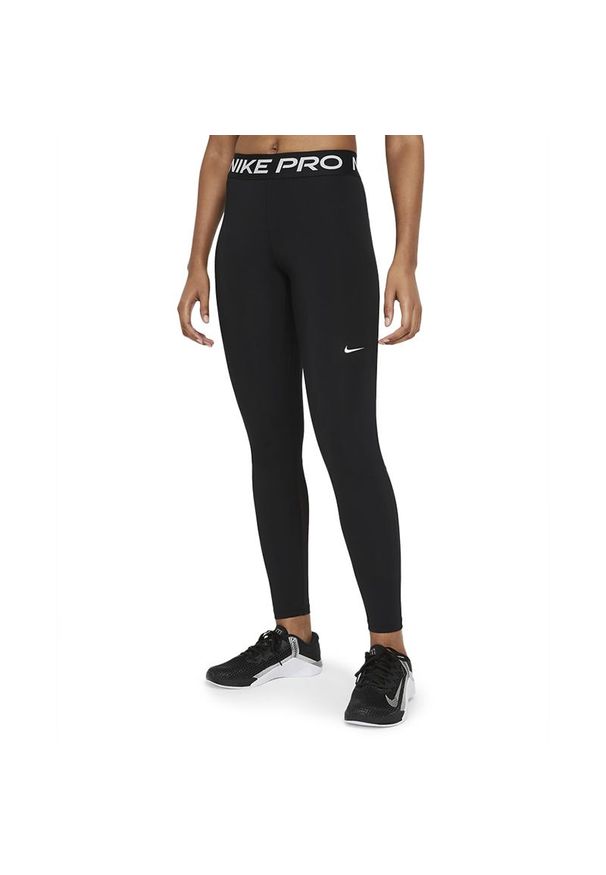 Legginsy Nike Pro CZ9779-010 - czarne. Okazja: na co dzień, na spacer. Kolor: czarny. Materiał: poliester, elastan, materiał. Technologia: Dri-Fit (Nike). Styl: casual, sportowy. Sport: turystyka piesza