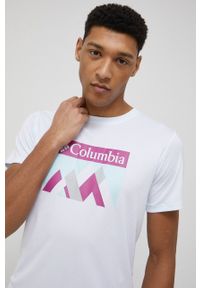 columbia - Columbia T-shirt sportowy Zero Rules kolor biały z nadrukiem. Kolor: biały. Materiał: skóra, dzianina, materiał. Wzór: nadruk. Styl: sportowy #2