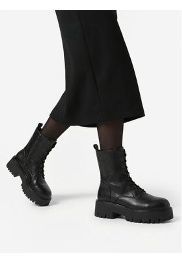 DeeZee Trzewiki CEO-HY9876-1 Czarny. Kolor: czarny. Materiał: skóra, materiał