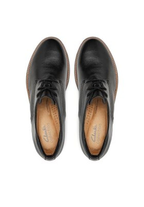 Clarks Oxfordy Sharon Rae 261754164 Czarny. Kolor: czarny. Materiał: skóra