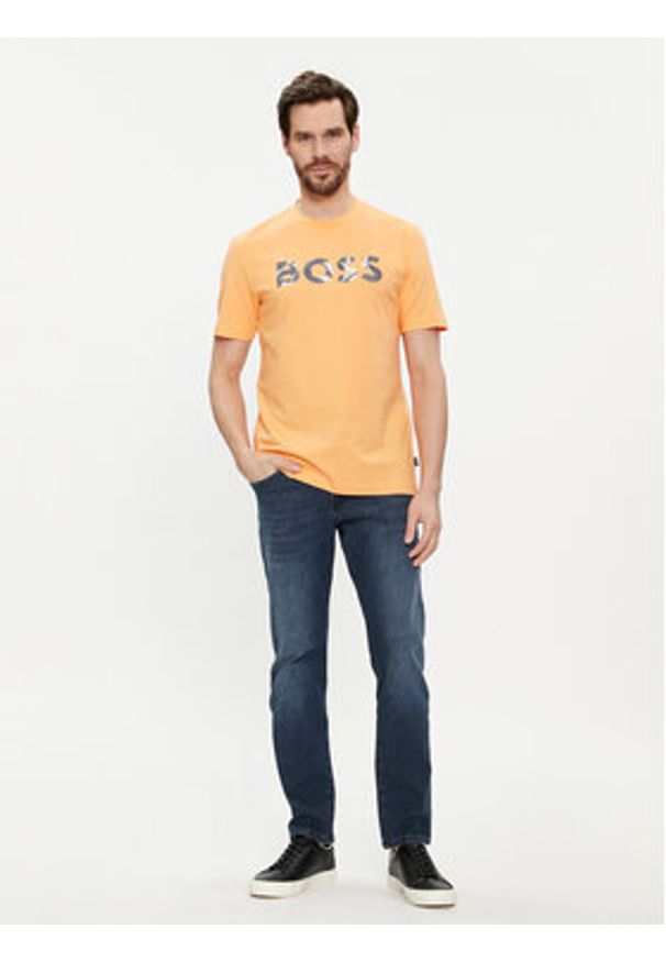 BOSS - Boss T-Shirt Thompson 15 50513382 Pomarańczowy Regular Fit. Kolor: pomarańczowy. Materiał: bawełna