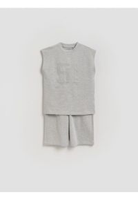 Reserved - Bawełniany komplet - jasnoszary. Kolor: szary. Materiał: bawełna