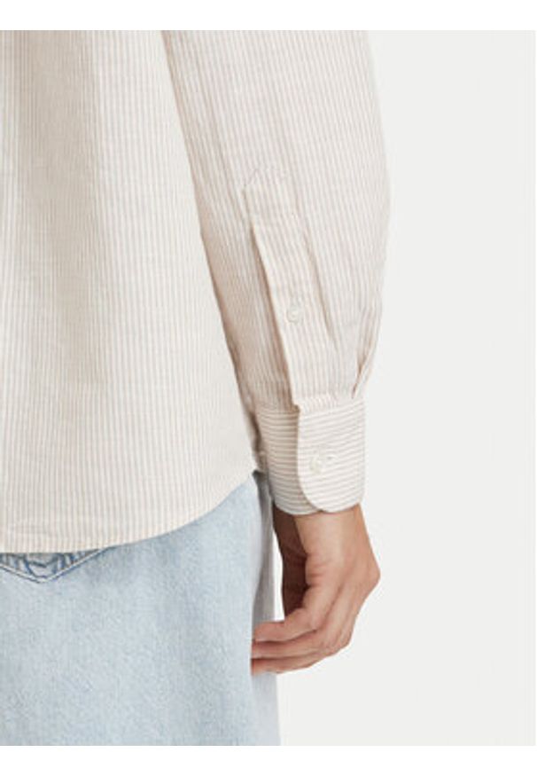 Tommy Jeans Koszula DW0DW22209 Beżowy jasny Relaxed Fit. Kolor: beżowy. Materiał: len