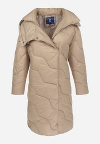 Born2be - Ciemnobeżowa Kurtka Pikowana Płaszcz Heosie. Kolor: beżowy. Sezon: zima, jesień #6