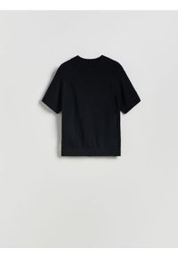 Reserved - Gładki sweter - czarny. Kolor: czarny. Materiał: wiskoza, dzianina. Wzór: gładki