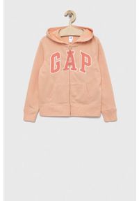 GAP bluza dziecięca kolor pomarańczowy z kapturem z aplikacją. Okazja: na co dzień. Typ kołnierza: kaptur. Kolor: pomarańczowy. Wzór: aplikacja. Styl: casual #1