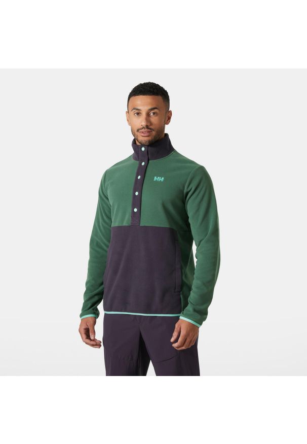Kurtka dresowa na zatrzaski Helly Hansen Daybreaker. Kolor: zielony. Materiał: dresówka. Sport: turystyka piesza