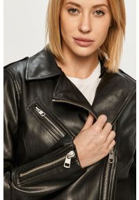 Calvin Klein Jeans - Ramoneska. Typ kołnierza: bez kaptura. Kolor: czarny. Materiał: bawełna, poliester, materiał, skóra #6