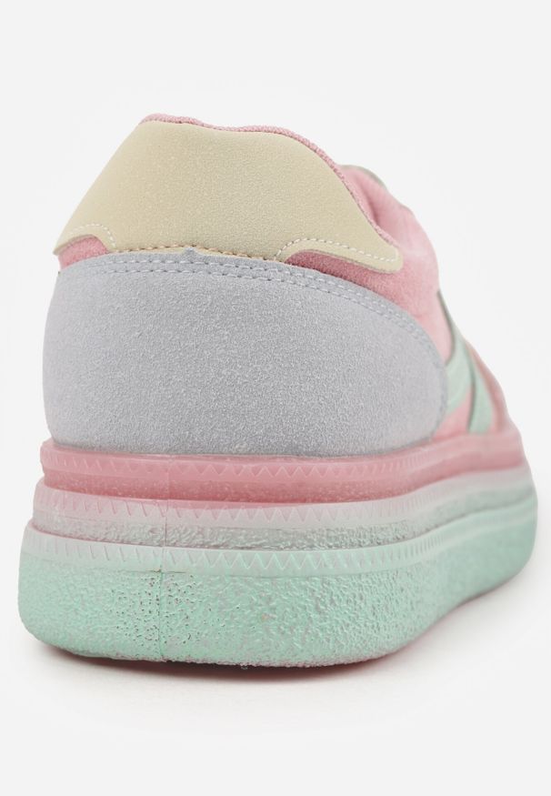 Born2be - Różowe Sneakersy w Stylu Klasycznych Tenisówek na Grubej Podeszwie Grelritia. Okazja: na co dzień. Kolor: różowy. Materiał: jeans