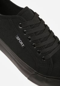 Born2be - Czarne Trampki VICES Ozdobione Napisem Riovanne. Okazja: na co dzień. Kolor: czarny. Wzór: aplikacja, napisy. Styl: casual, elegancki, klasyczny #4