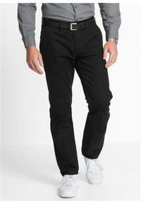 bonprix - Spodnie chino Regular Fit Straight. Kolor: czarny. Wzór: gładki. Styl: klasyczny #1