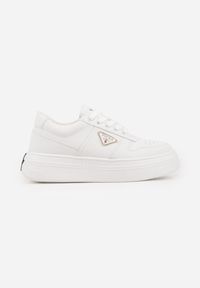 Renee - Białe Sneakersy Basic VICES na Platformie z Trójkątnym Zdobieniem Mellinata. Kolor: biały. Materiał: koronka. Wzór: aplikacja. Obcas: na platformie #5