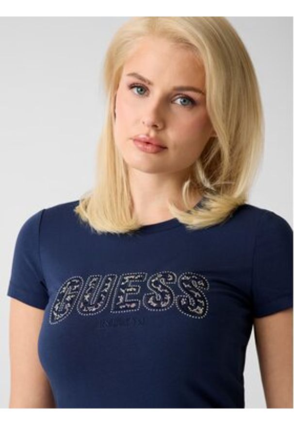 Guess T-Shirt 172699 Niebieski Classic Fit. Kolor: niebieski