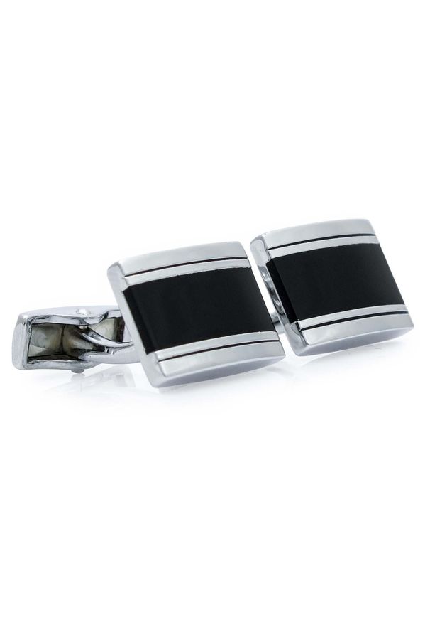Modini - Czarno-srebrne spinki do mankietów A245. Kolor: srebrny, czarny, wielokolorowy