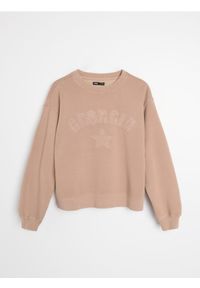 Sinsay - Bluza crewneck w stylu akademickim - brązowy. Kolor: brązowy