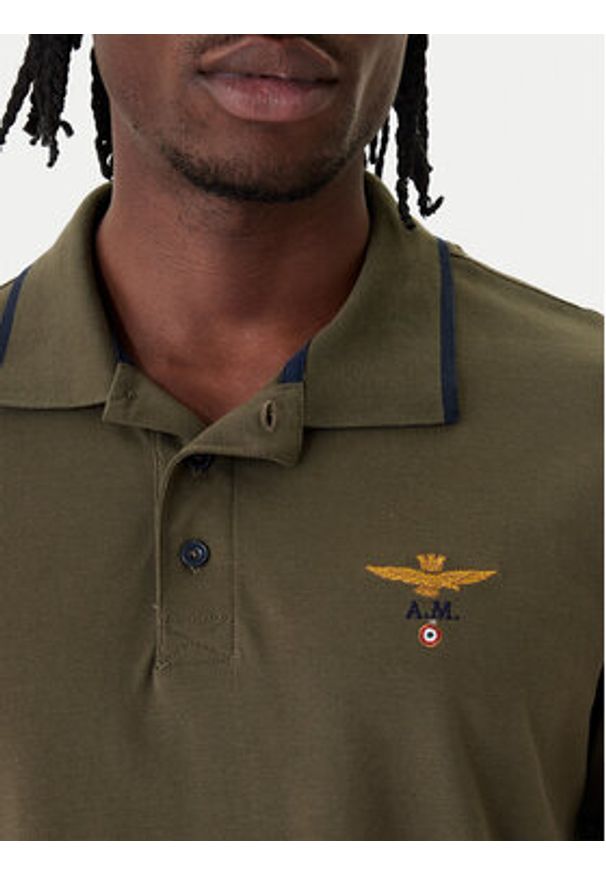 Aeronautica Militare Polo 261PO1308UP00082 Khaki Regular Fit. Typ kołnierza: polo. Kolor: brązowy. Materiał: bawełna