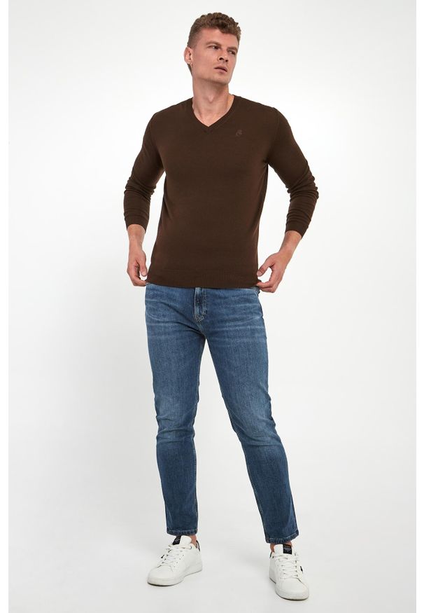 Karl Lagerfeld - Sweter męski wełniany KARL LAGERFELD. Materiał: wełna