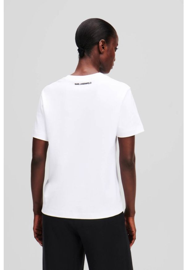 Karl Lagerfeld - KARL LAGERFELD Biały t-shirt damski Ikon Aquarelle K, Rozmiar M. Okazja: na co dzień. Kolor: biały. Materiał: materiał. Styl: casual, elegancki