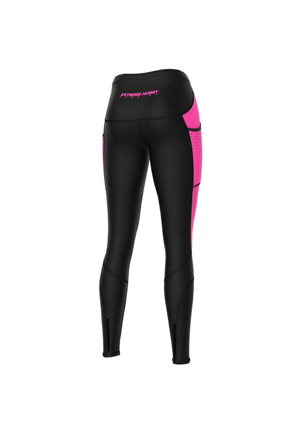 Legginsy do biegania damskie EXTREME HOBBY MOOD. Kolor: czarny, wielokolorowy, różowy. Materiał: poliester, elastan. Sezon: jesień, wiosna. Sport: kolarstwo
